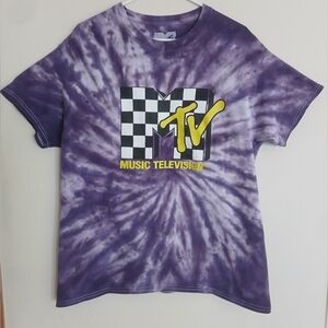 MTV Purple Tie Dye Short Sleeve Graphic Tee